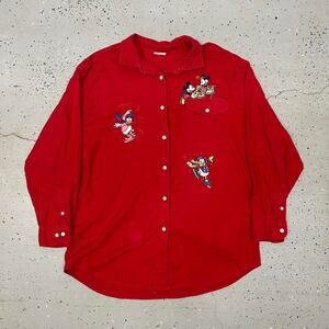 VTG/Y2K Disney Mickey Mouse embroidered button-up shirt in red